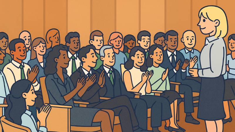 Una mujer con la postura adecuada para ser coach en despolarización