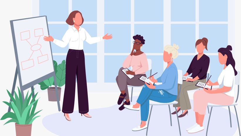 Un coach de equipo en plena sesión de formación